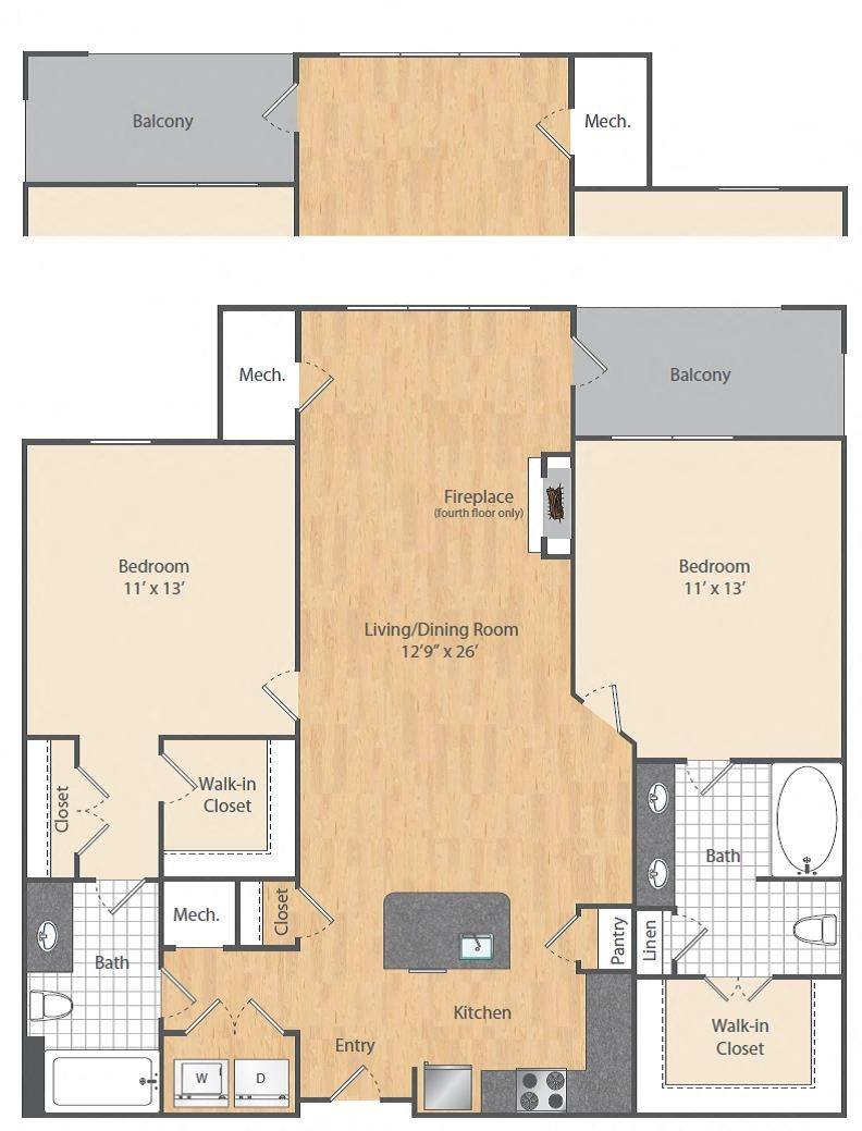2 Bed/2 Bath-B2-B5-B7 floor plan