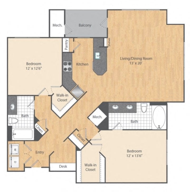 2 Bed/2 Bath-B4b floor plan