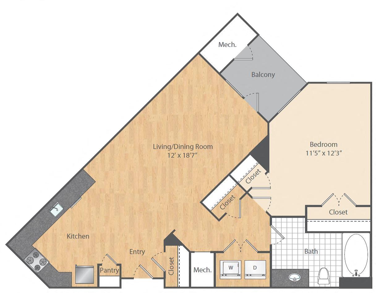 1 Bed/1 Bath-A8 floor plan