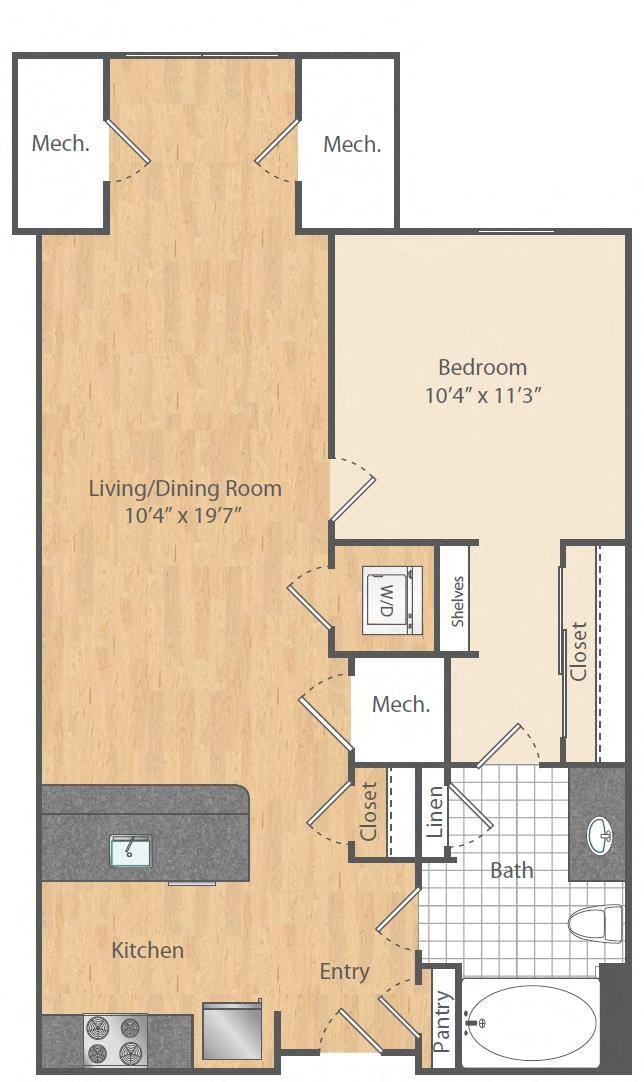 1 Bed/1 Bath-A1a floor plan