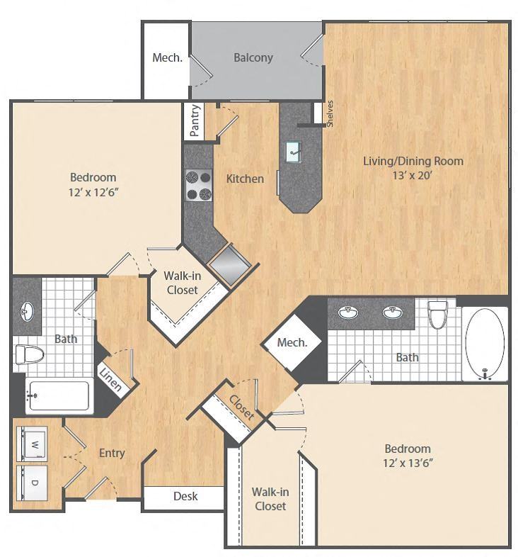 2 Bed/2 Bath-B4 floor plan