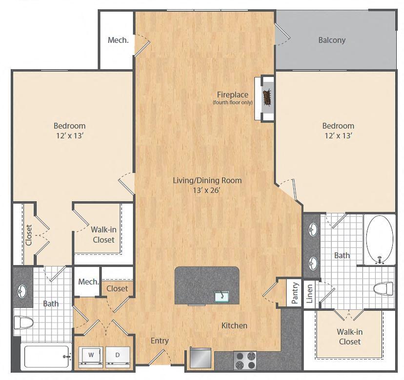 2 Bed/2 Bath-B3-B8-B9 floor plan