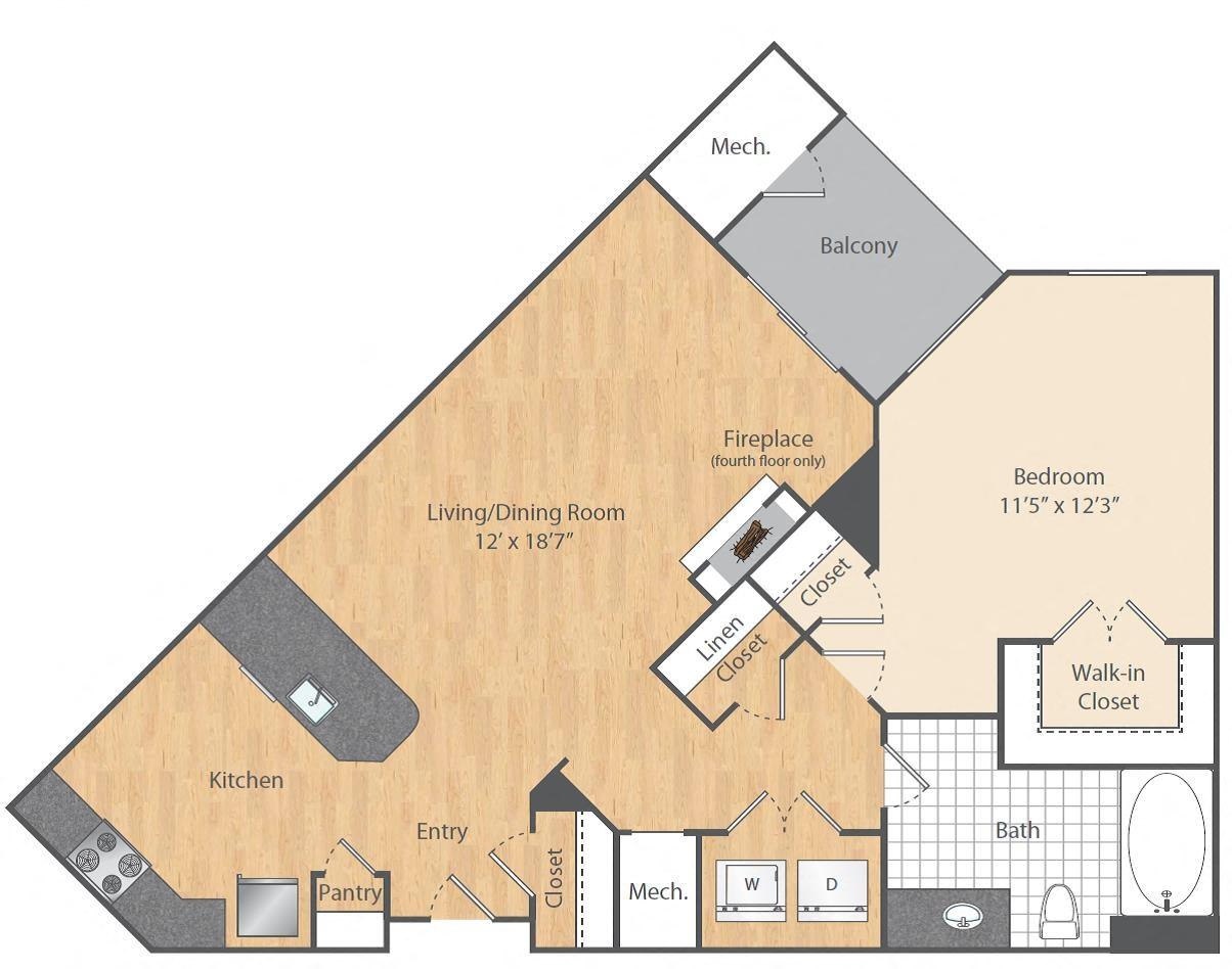 1 Bed/1 Bath-A2-A7 floor plan