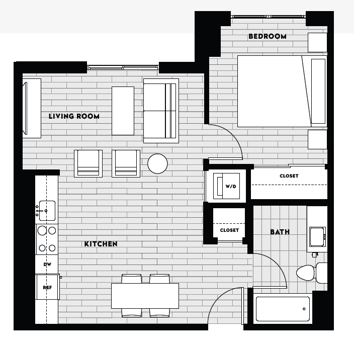 1 Bed/1 Bath A3 floor plan
