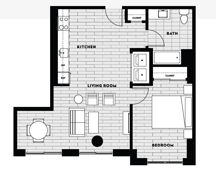 1 Bed/1 Bath A4 floor plan
