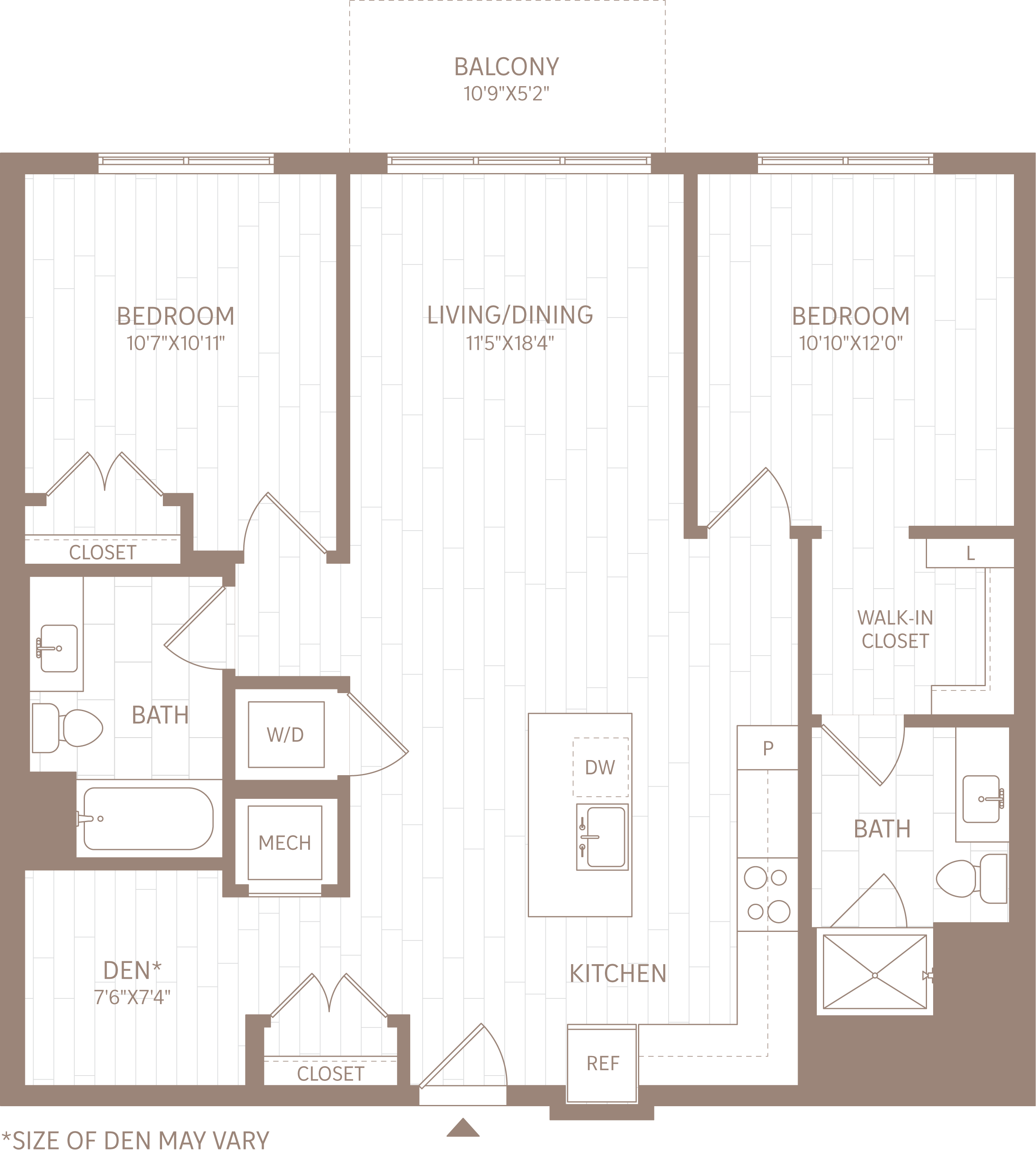 2 Bed/2 Bath Den-BD1 floor plan