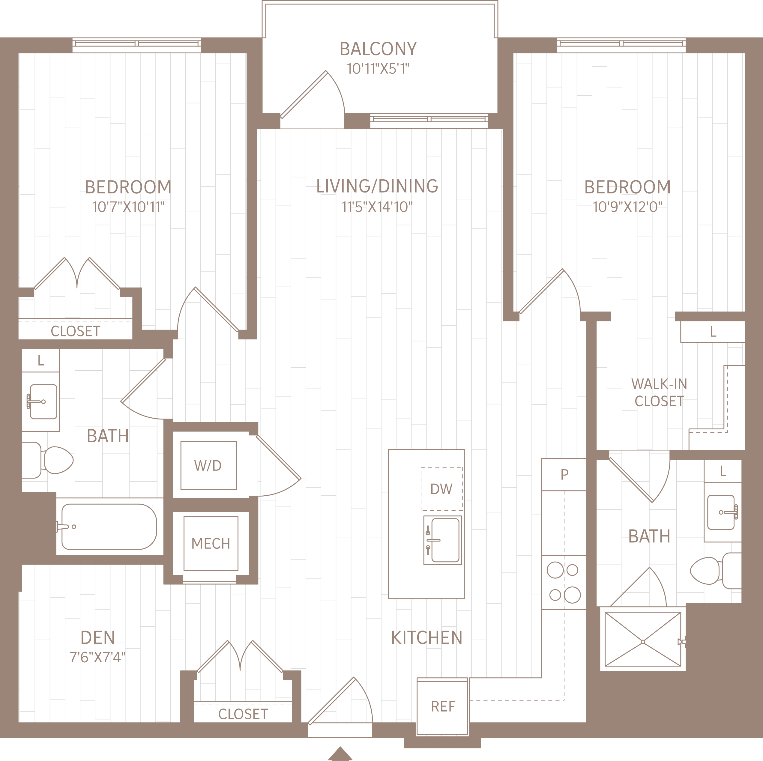 2 Bed/2 Bath Den-BD2 floor plan