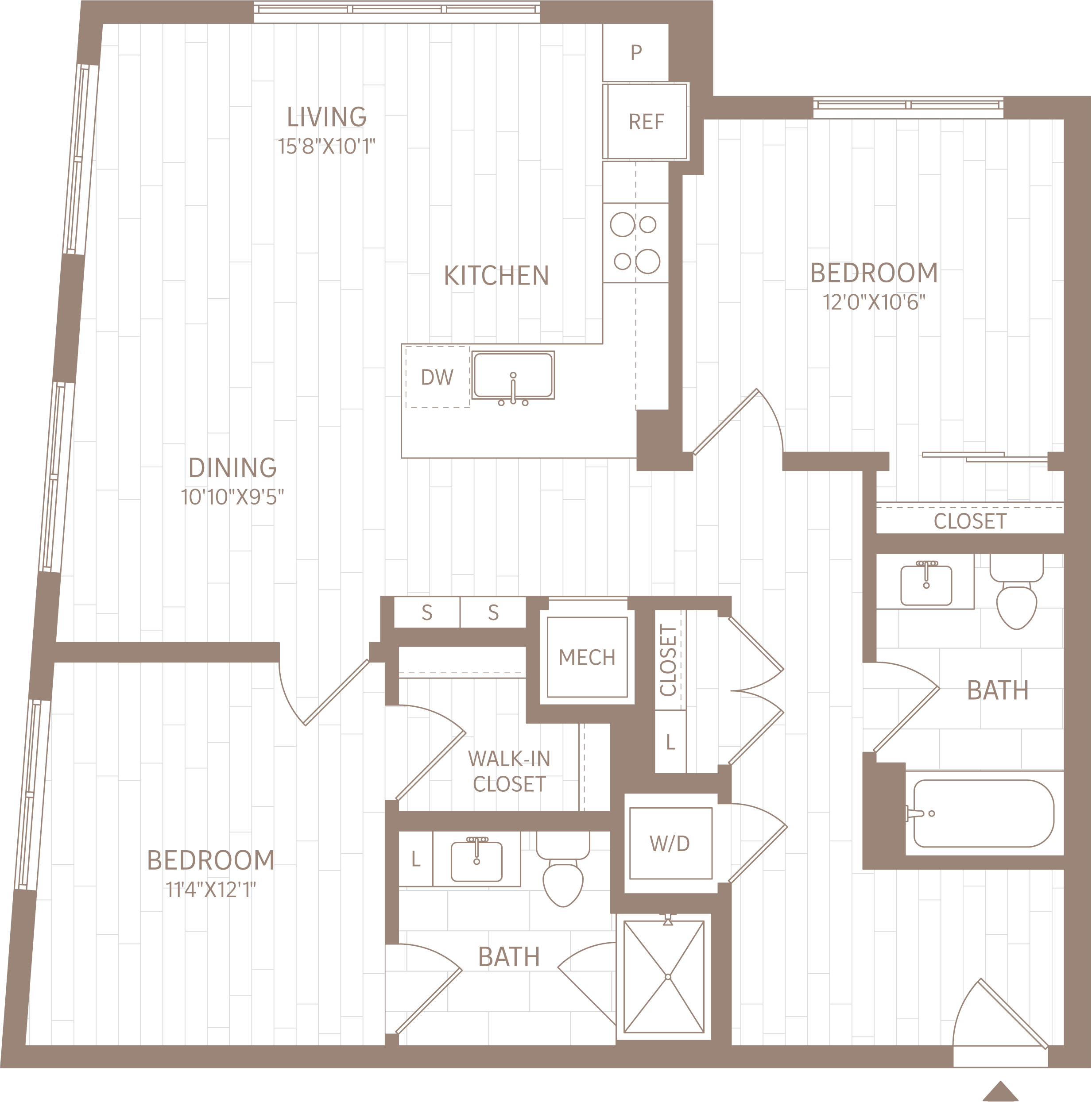 2 Bed/2 Bath-B2 floor plan