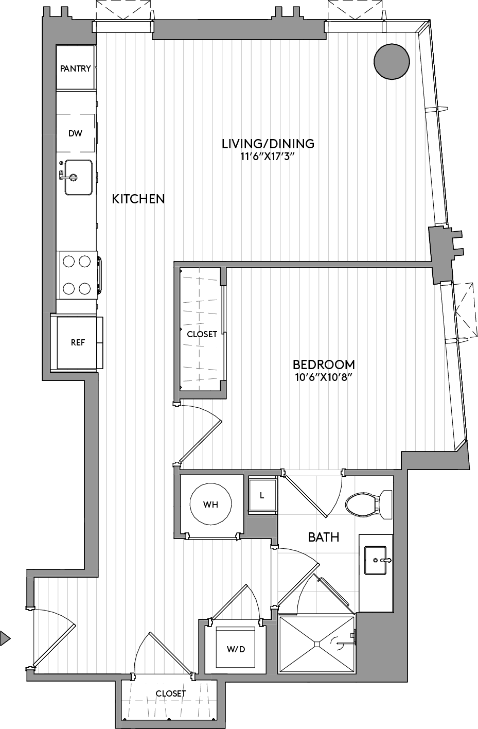 1-Bed-1-Bath-A20 floor plan