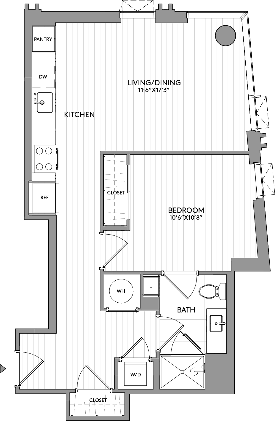 1-Bed-1-Bath-A19 floor plan