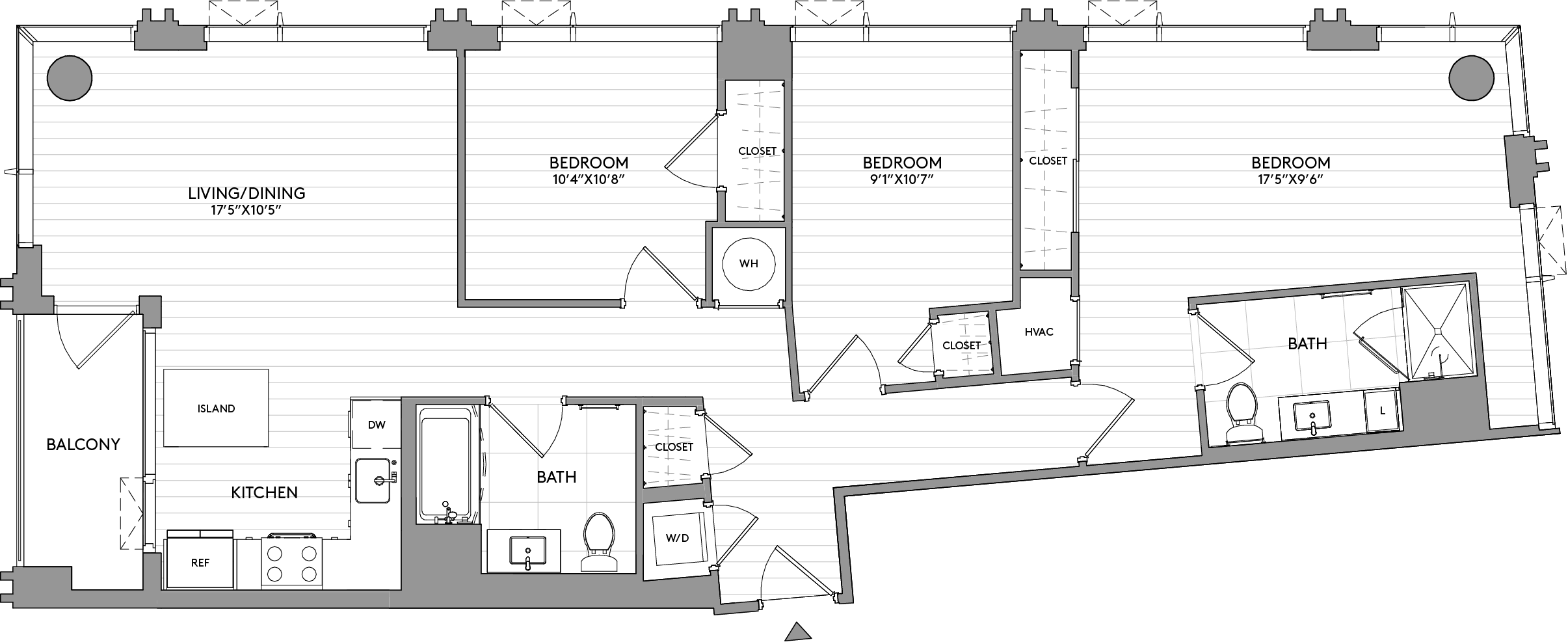 3-Bed-2-Bath-C1a floor plan