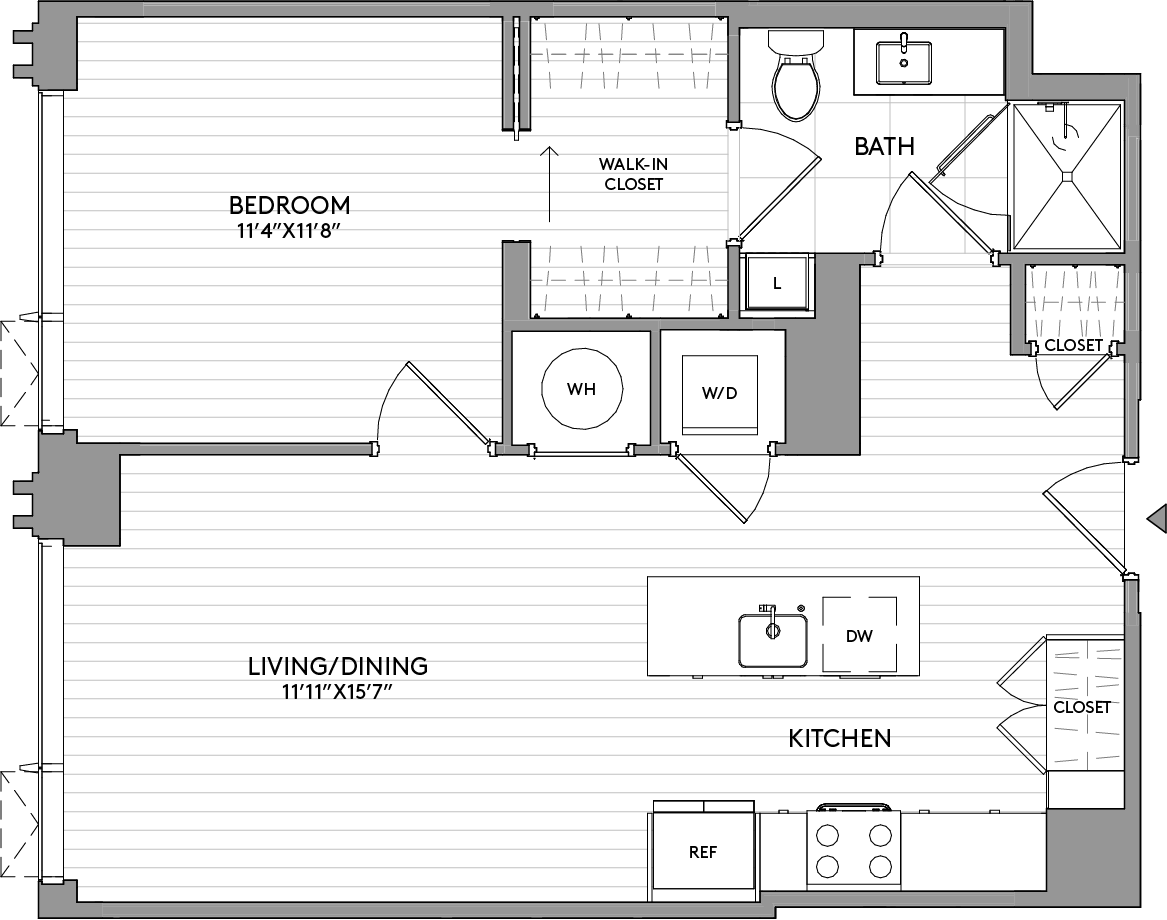 1-Bed-1-Bath-A22 floor plan