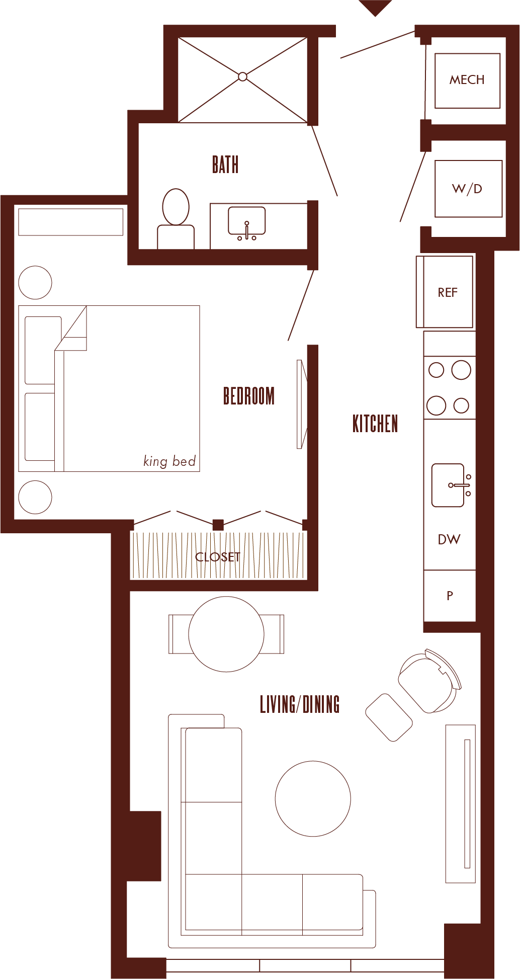 1 Bed/1 Bath JR-A3 floor plan