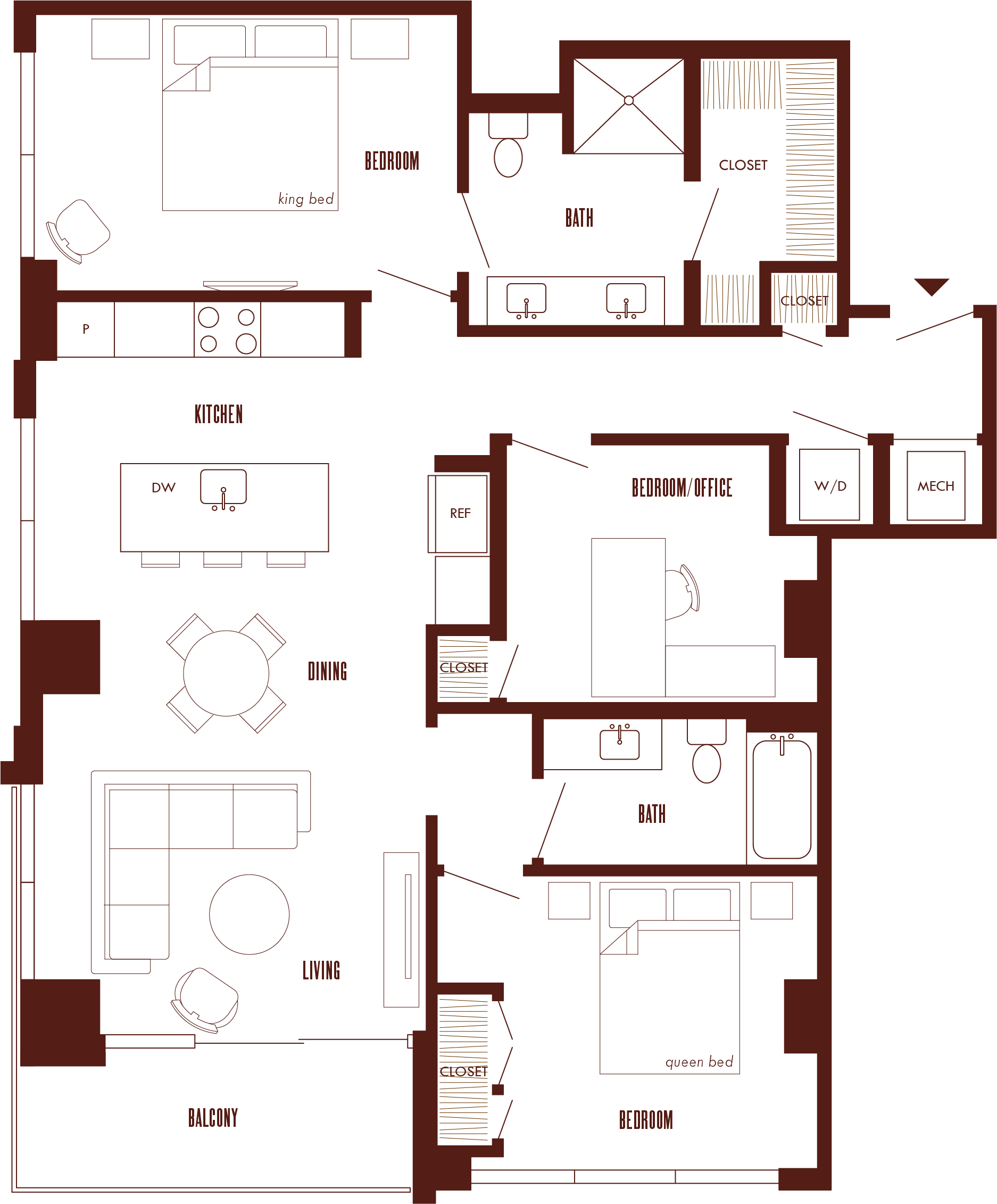 3 Bed/2 Bath-C1b.1 floor plan