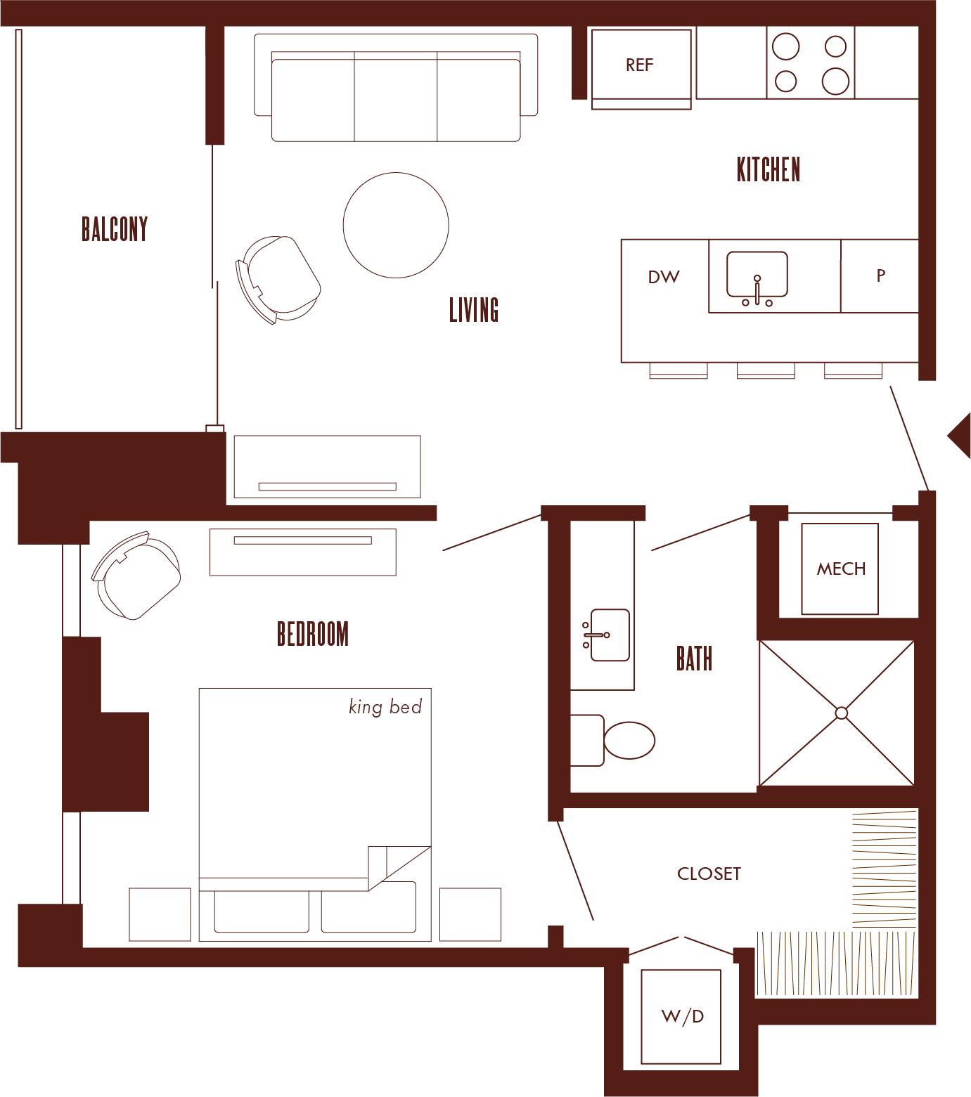 1 Bed/1 Bath-A6b floor plan