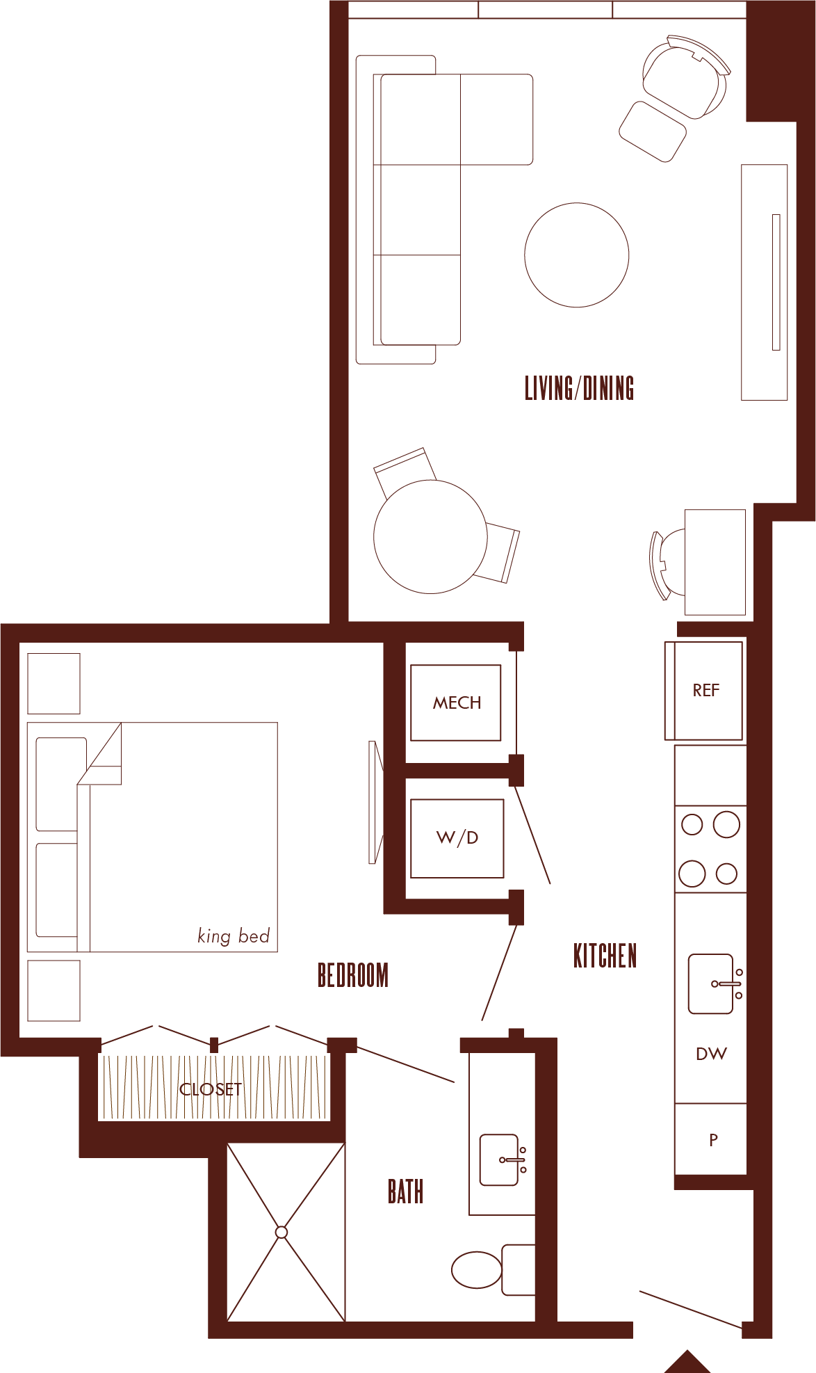1 Bed/1 Bath JR-A4 floor plan