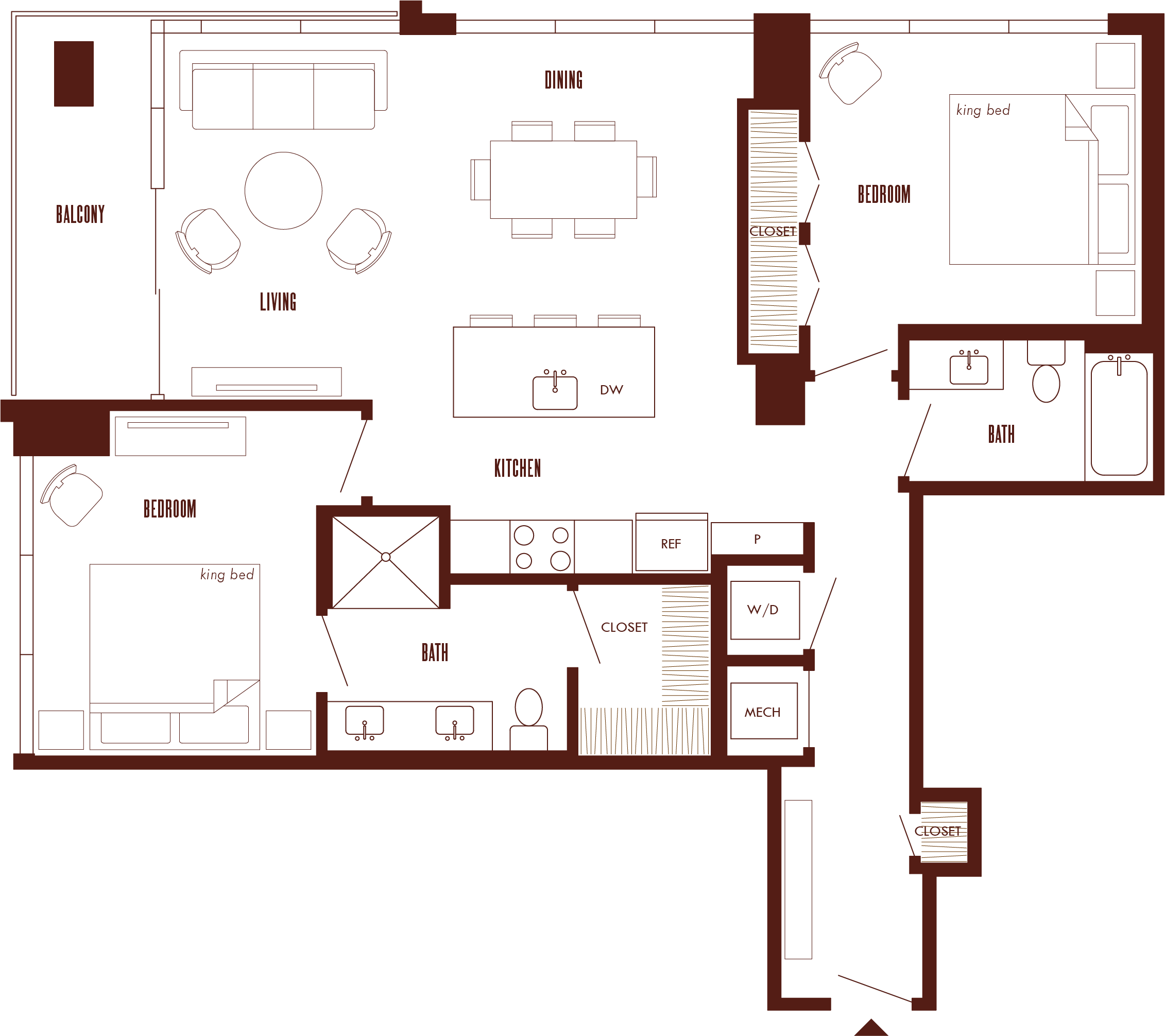 2 Bed/2 Bath-B2b.1 floor plan