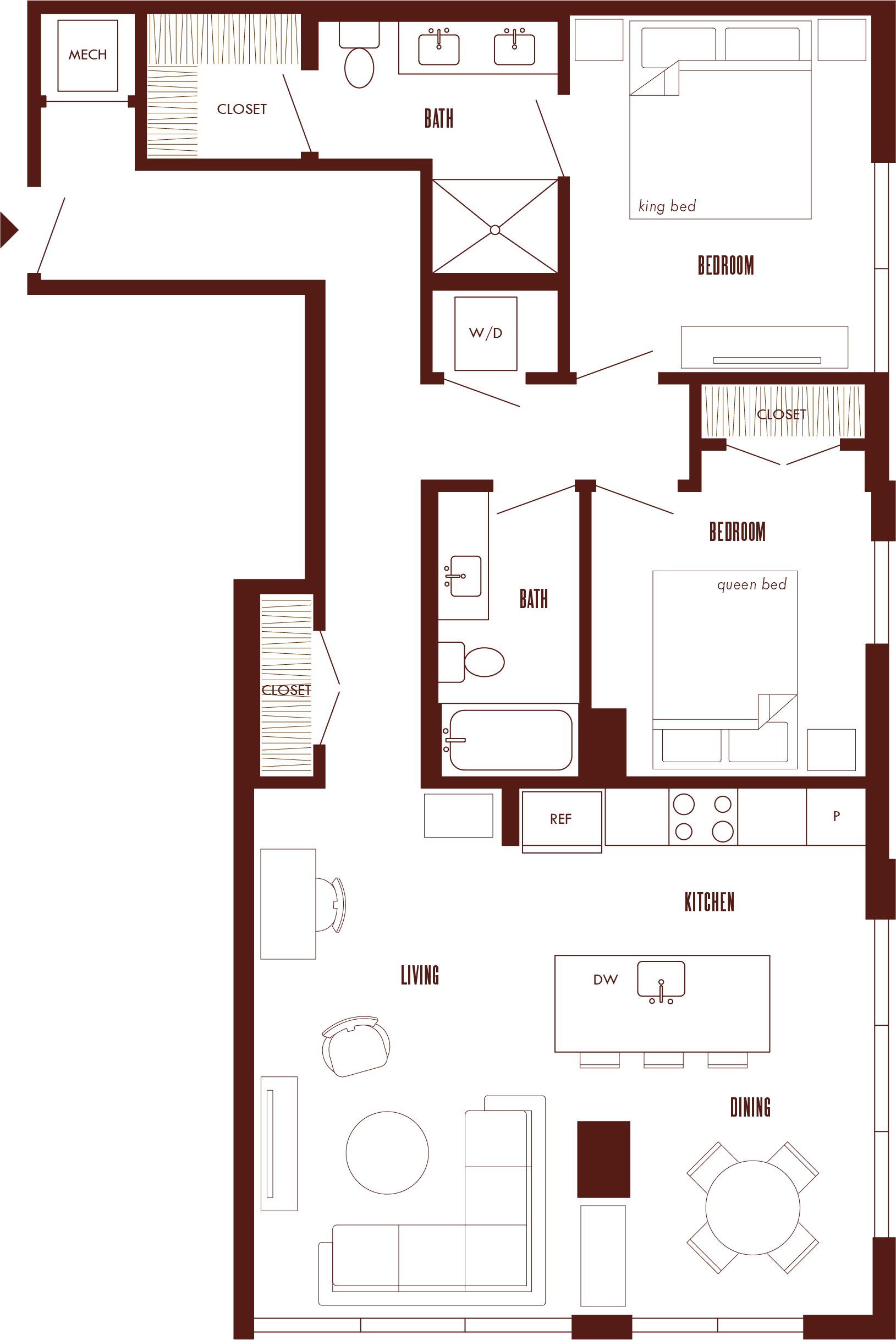 2 Bed/2 Bath-B1 floor plan