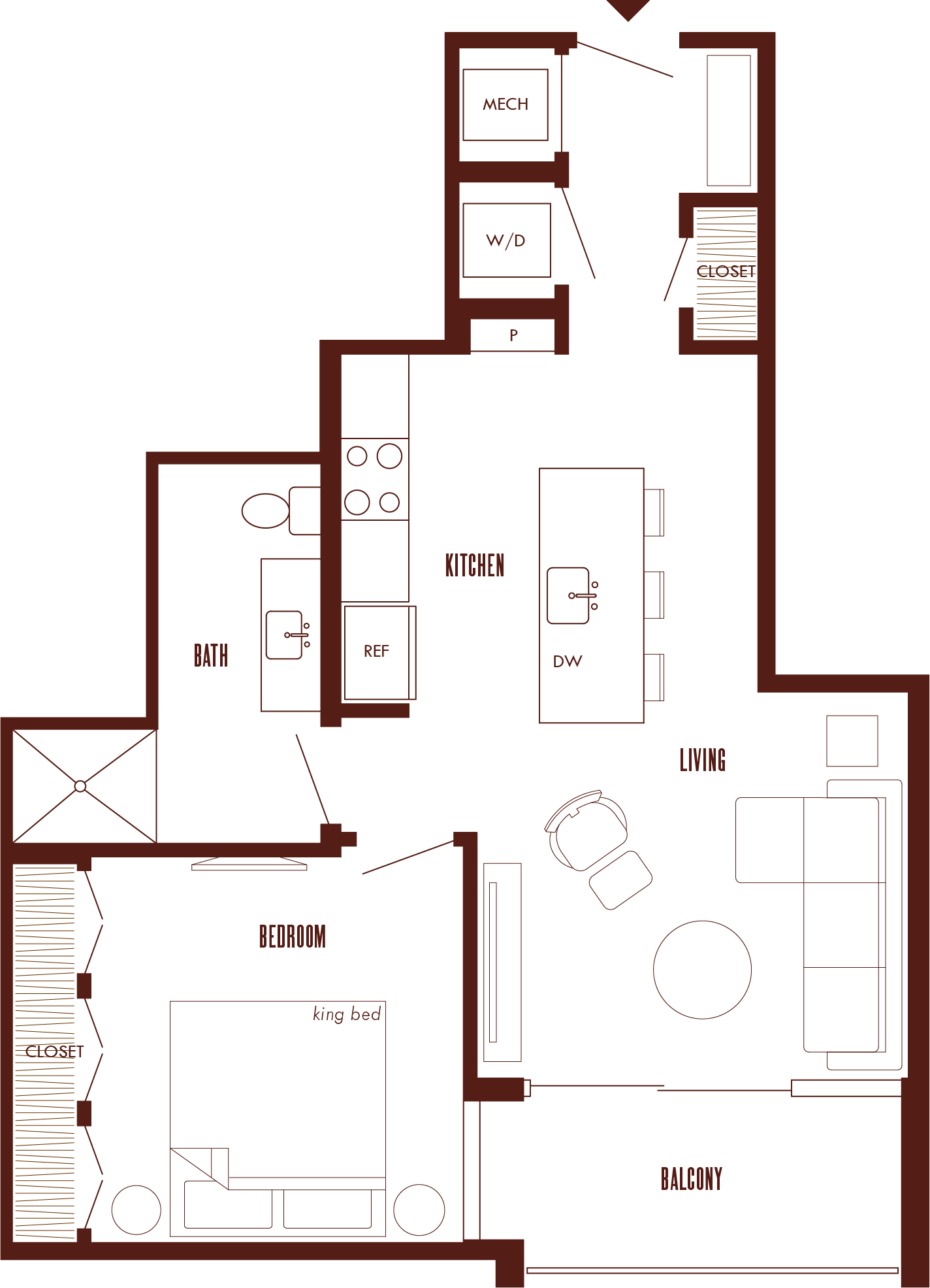 1 Bed/1 Bath-A5b floor plan