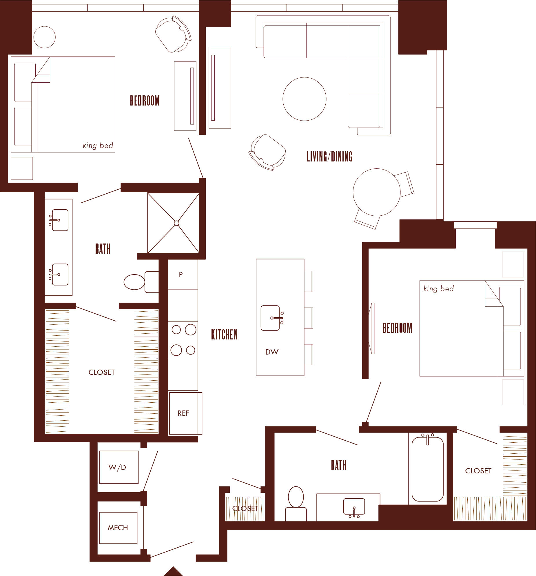 2 Bed/2 Bath-B4-PH floor plan