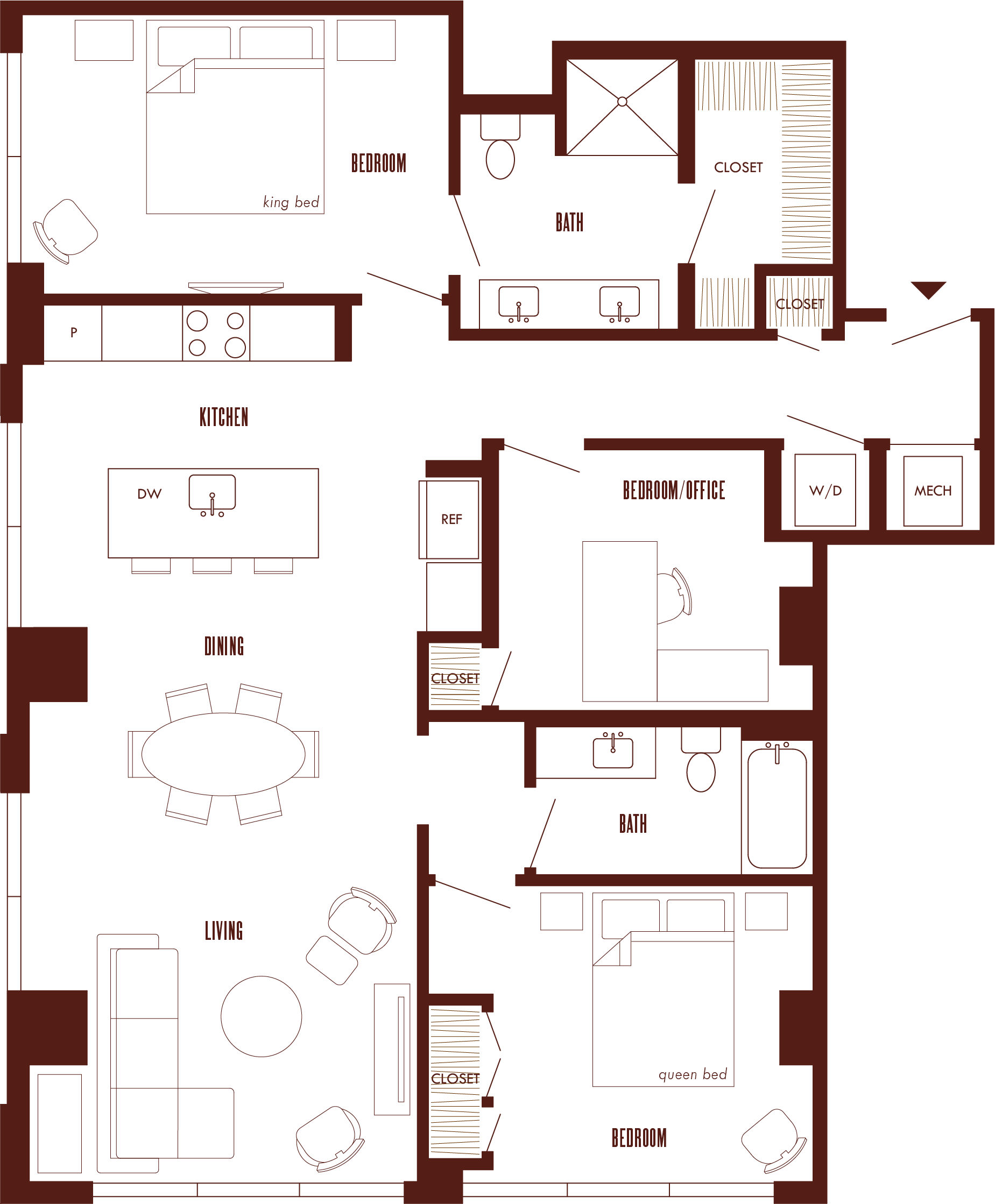 3 Bed/2 Bath-C1 floor plan