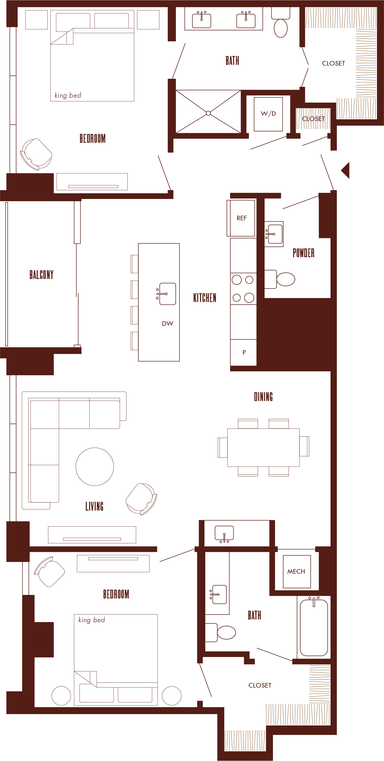 2 Bed/2.5 Bath-B6b-PH floor plan