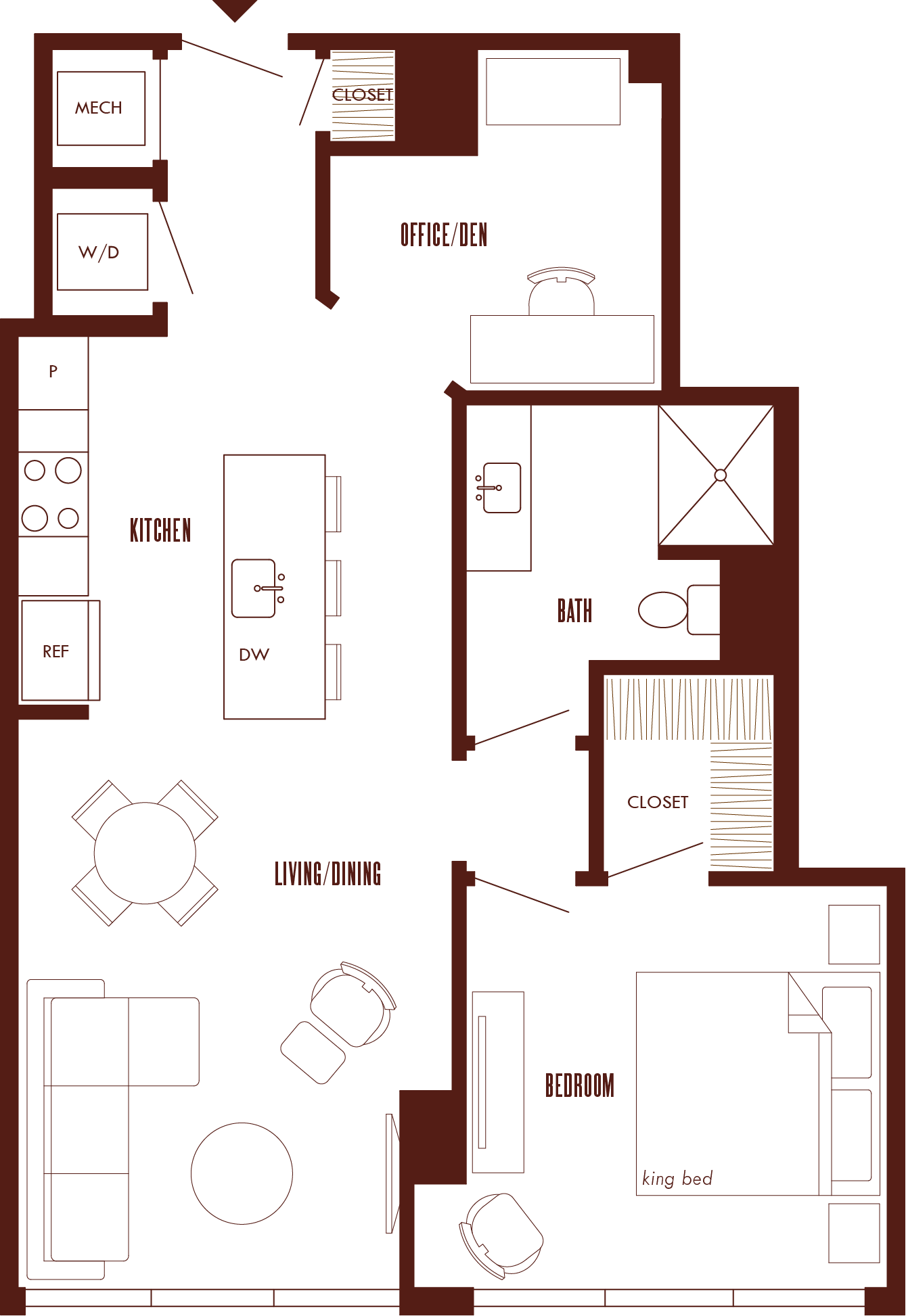 1 Bed/1 Bath Den-A11 floor plan