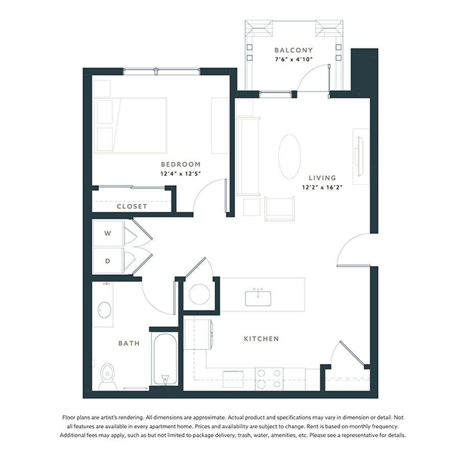 A2 - 1x1 floor plan