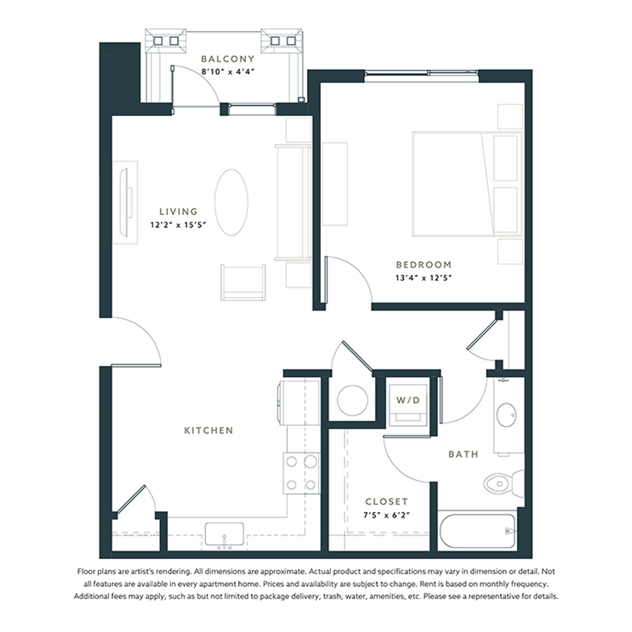 A1 - 1x1 floor plan