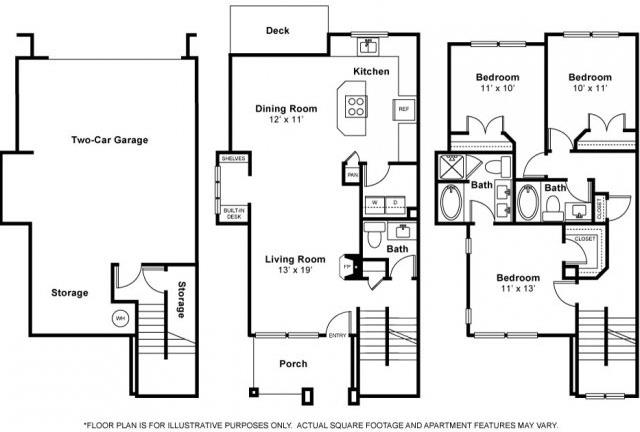 Rendering of the Cougar - Townhome floor plan with 3 bedroom[s] and 2.5 bathroom[s] at The Estates at Cougar Mountain
