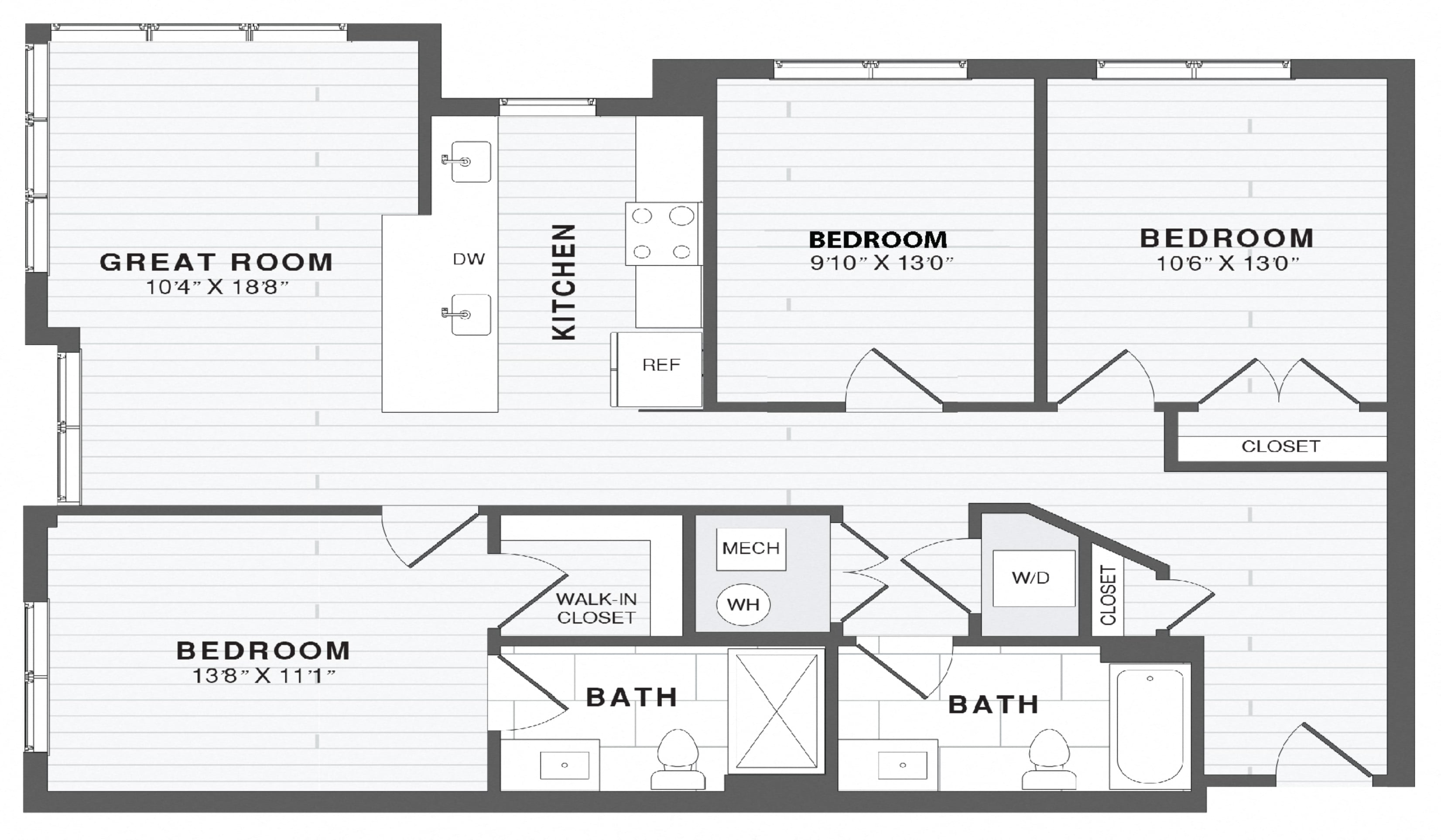 3 Bed/2 Bath-C2 floor plan