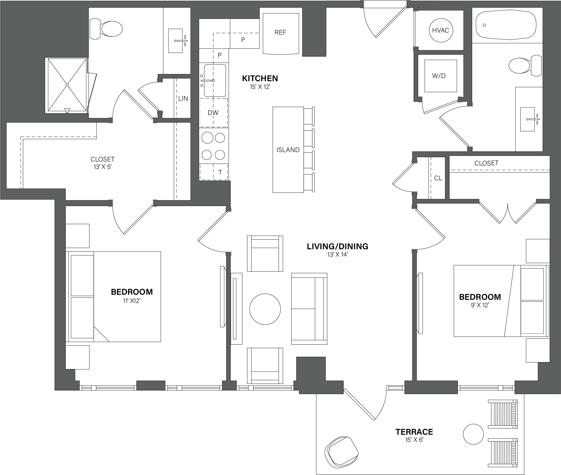 2 Bed/2 Bath-B14 floor plan