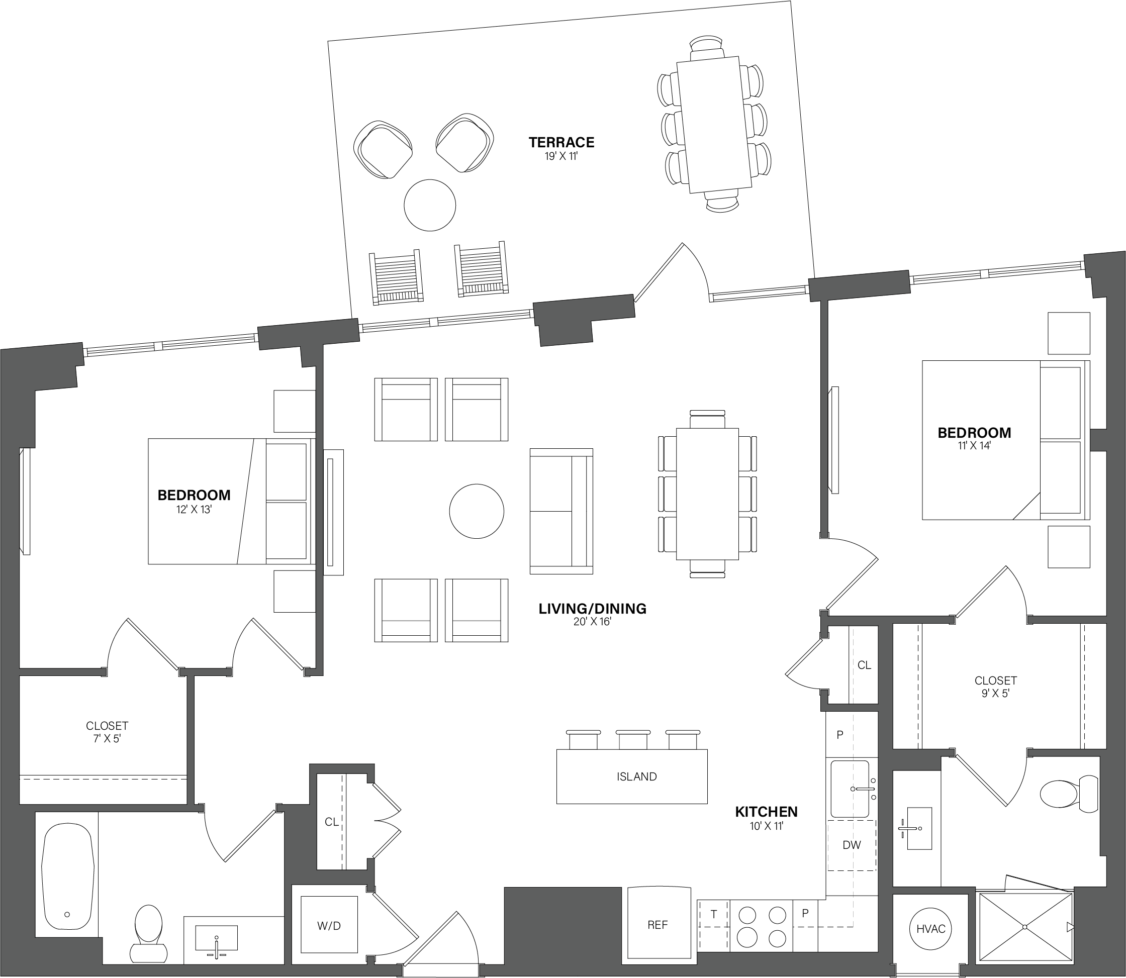 2 Bed/2 Bath-B17 floor plan