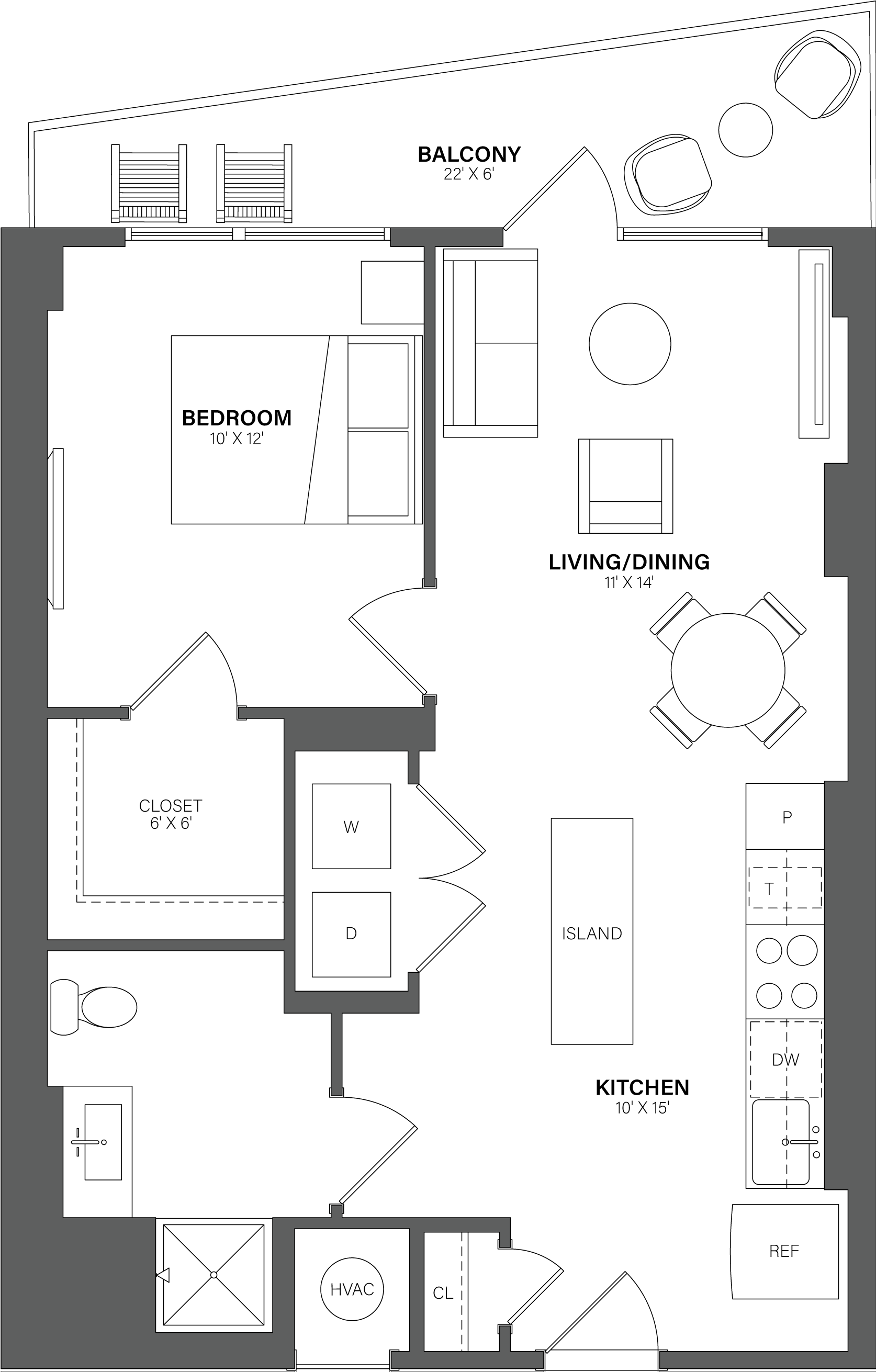 1 Bed/1 Bath - A10B floor plan