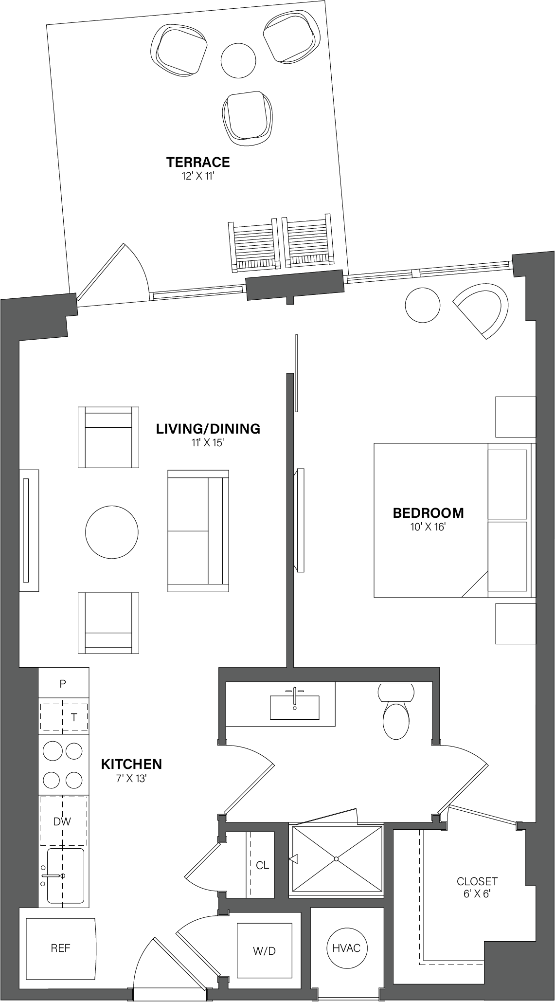 1 Bed/1 Bath-A6 floor plan