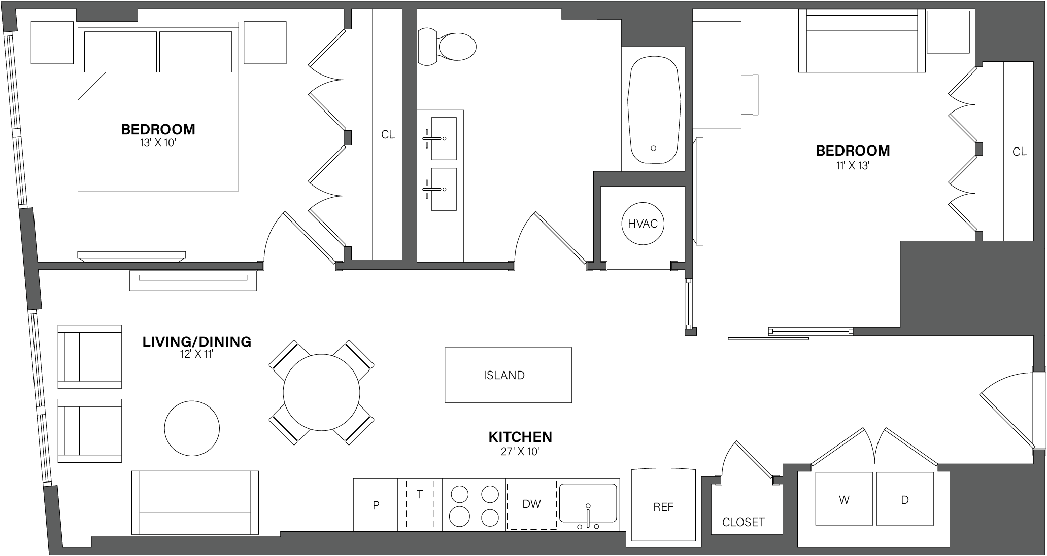 2 Bed/1 Bath-B25 floor plan