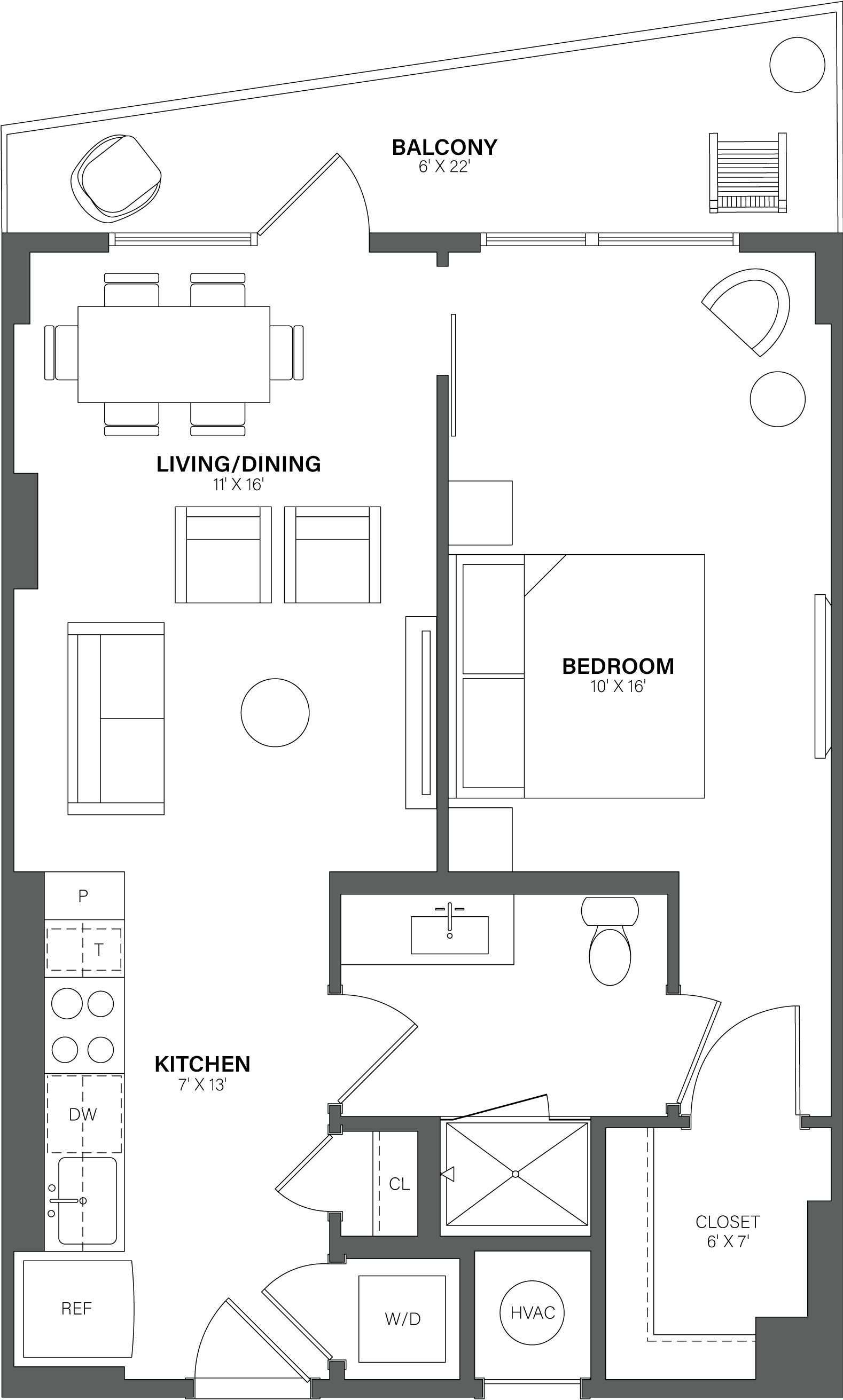 1 Bed/1 Bath - A1B floor plan
