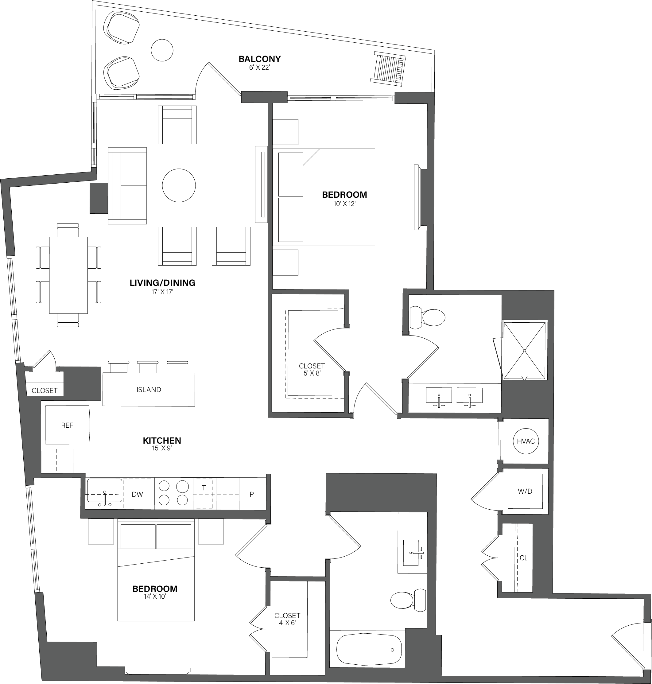 2 Bed/2 Bath-B1 floor plan