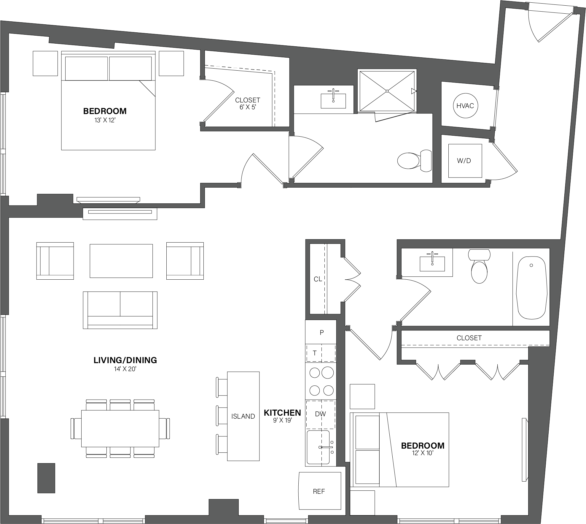 2 Bed/2 Bath-B3 floor plan
