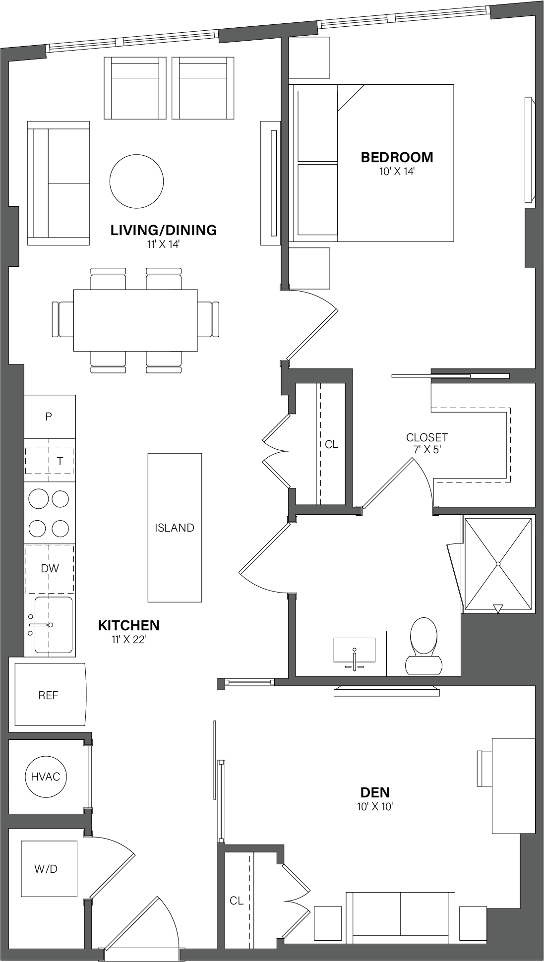 1 Bed/1 Bath Den-AD3 floor plan