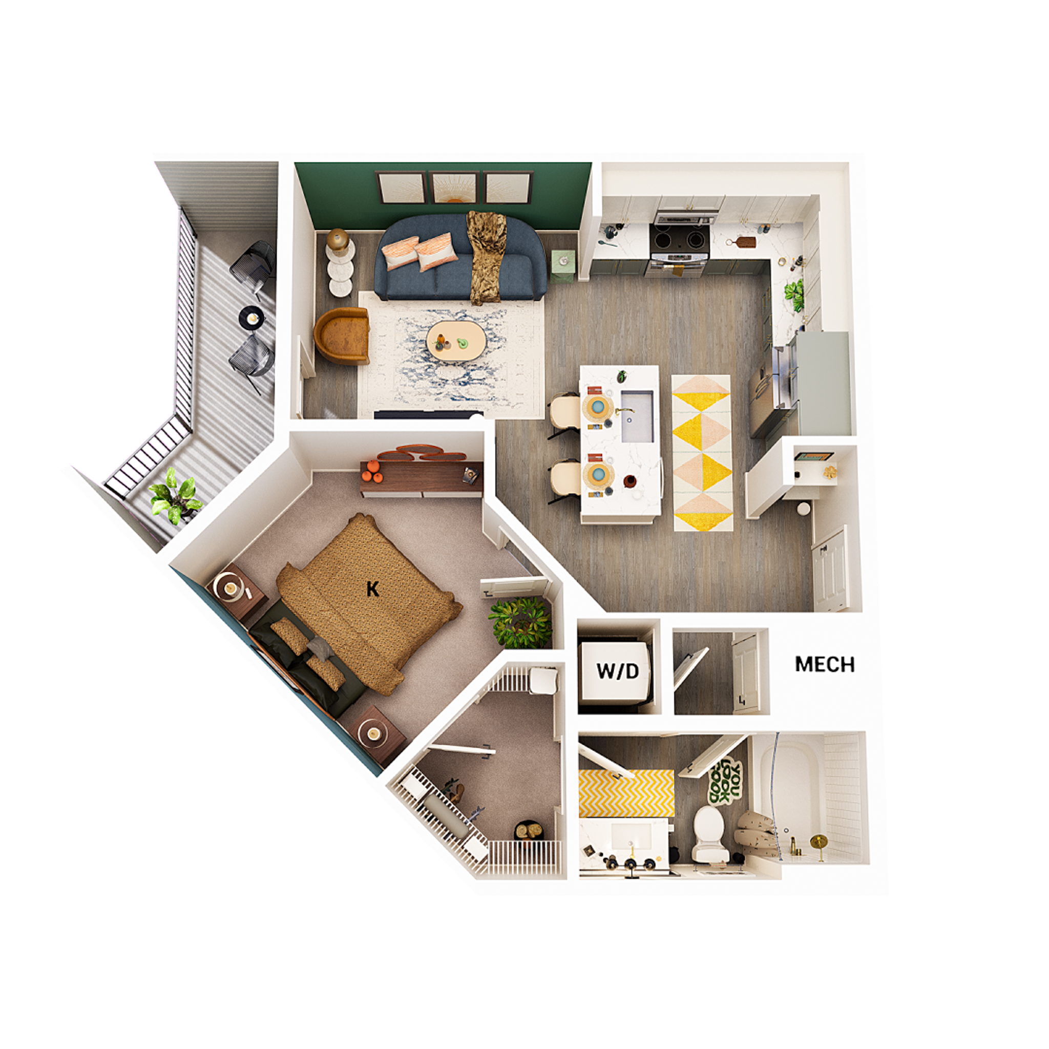 A1 - 1x1 floor plan