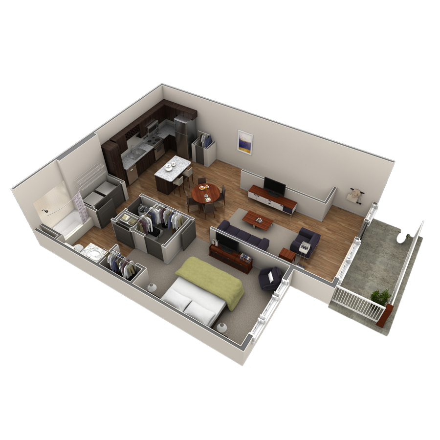 1 BR Aspire Overlook Garage floor plan