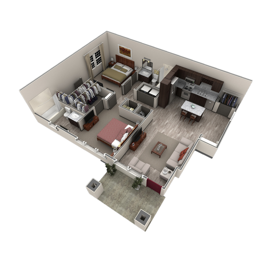 2 BR Designer Courtyard Garage floor plan