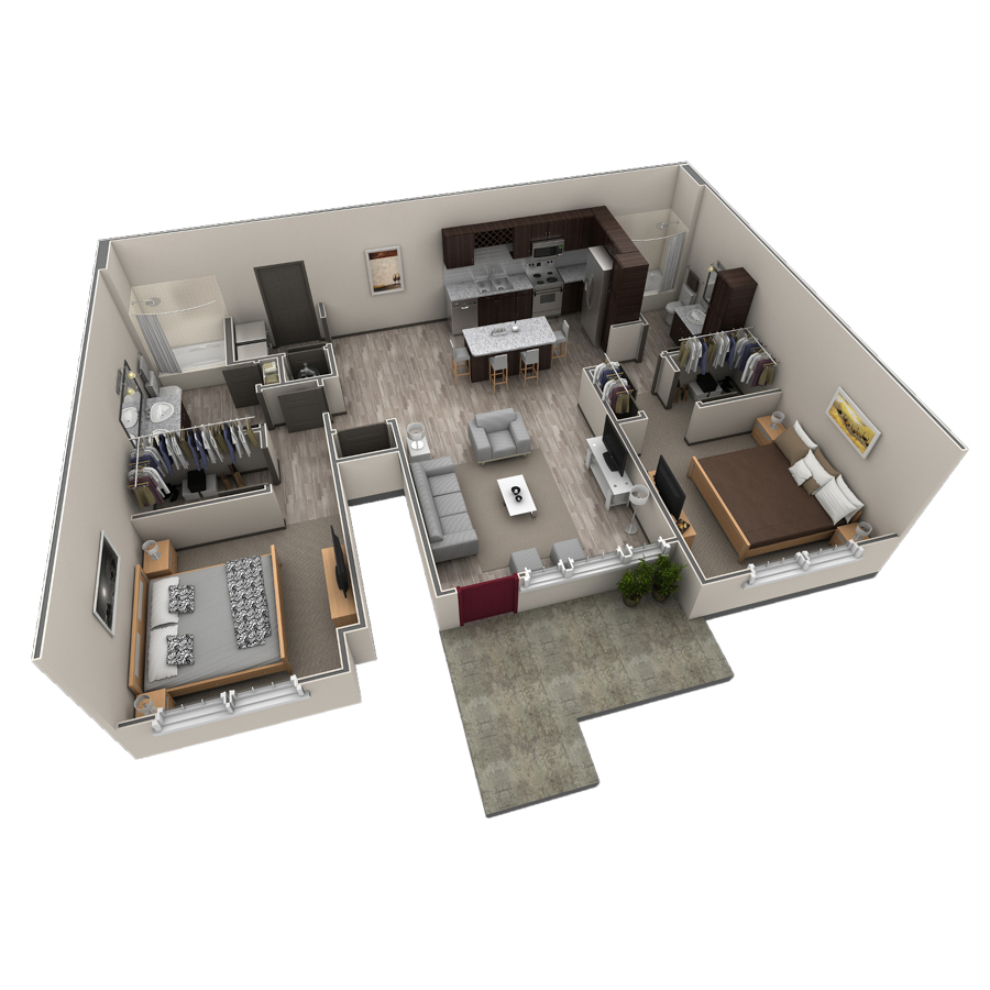 2 BR Grand Courtyard Garage floor plan