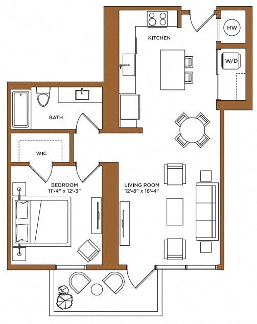1 Bed/1 Bath-H floor plan