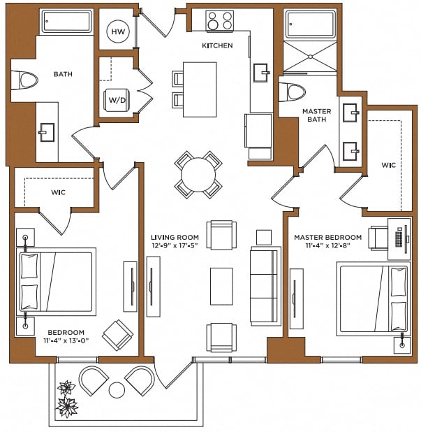 2 Bed/2 Bath-I floor plan