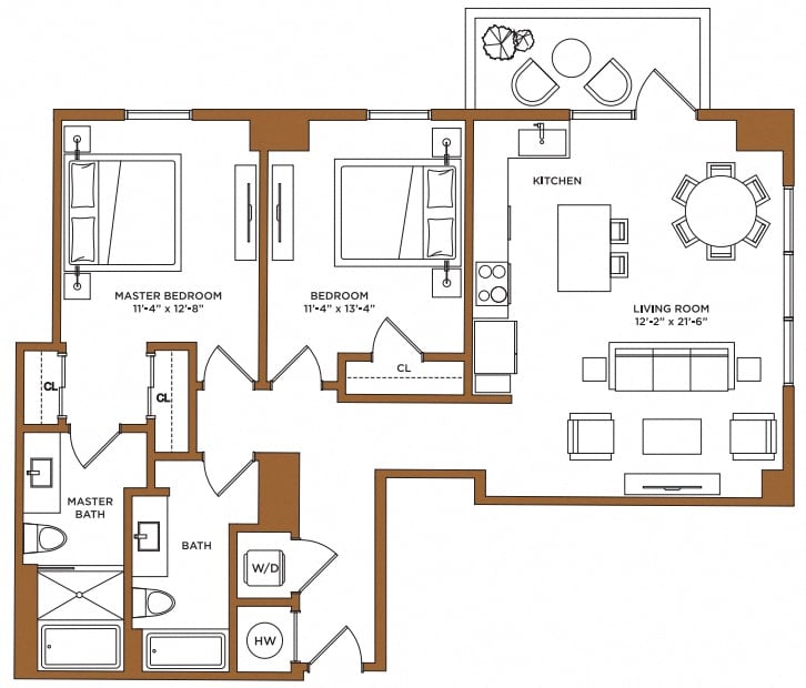 2 Bed/2 Bath-F floor plan