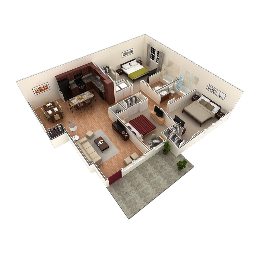3 BR Grand Courtyard floor plan