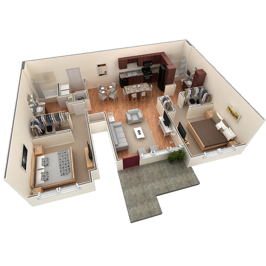 2 BR Grand Courtyard floor plan