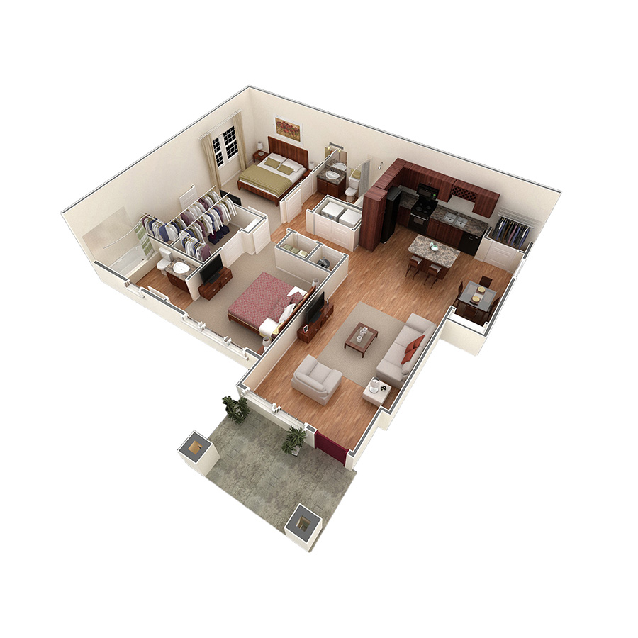 2 BR Designer Courtyard Garage floor plan
